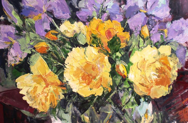 2010 • Rose gialle e iris